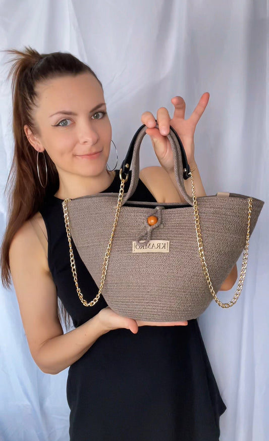 Borsa in corda di cotone color marrone
