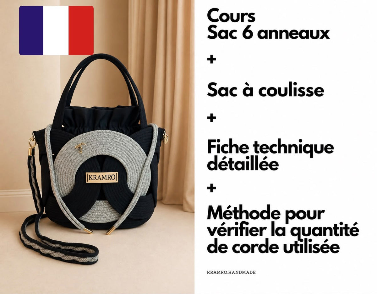 Cours de sac à 6 anneaux en corde de coton