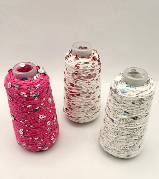 Filo di cotone con paillettes