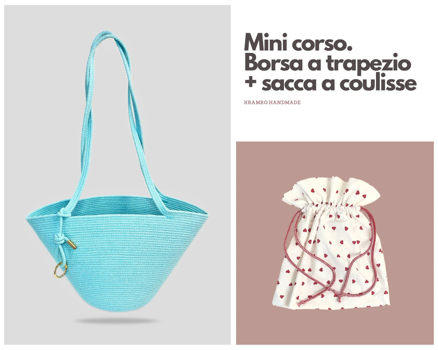 Corso sulla Borsa a trapezio con il fondo tondo in corda di cotone