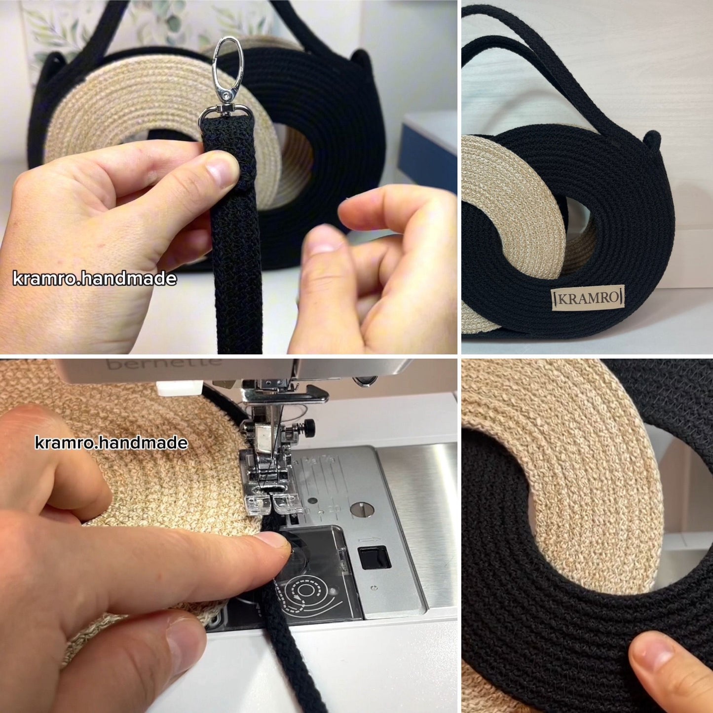Corso sulla Borsa a Due Anelli in corda di cotone + sacca a coulisse
