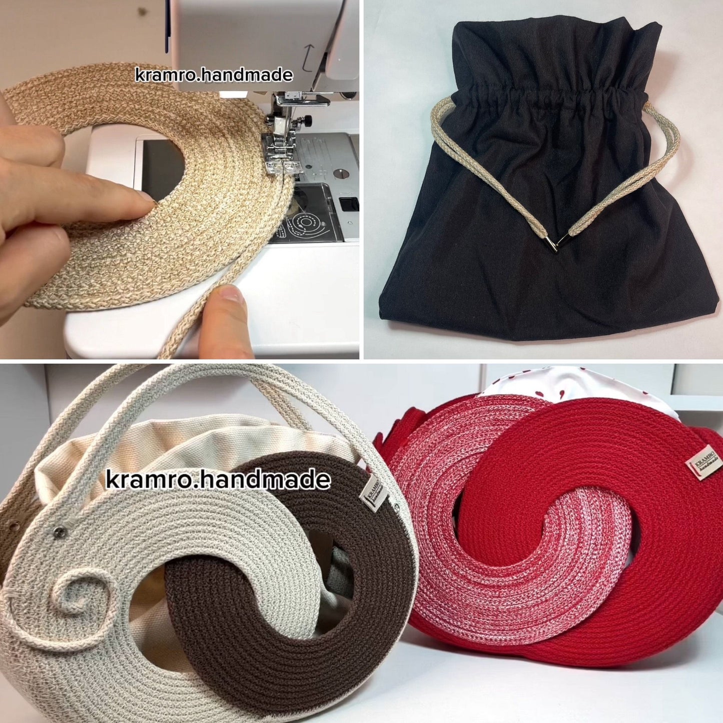Corso sulla Borsa a Due Anelli in corda di cotone + sacca a coulisse